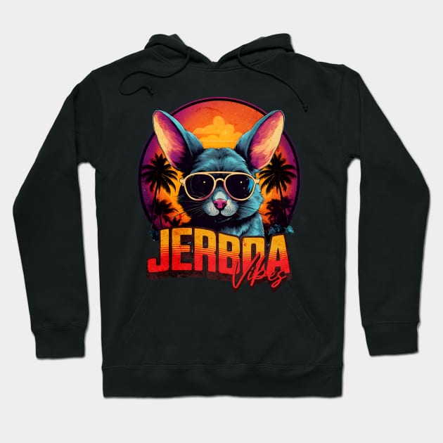 Retro Wave Jerboa Vibes Circle Hoodie by Miami Neon Designs